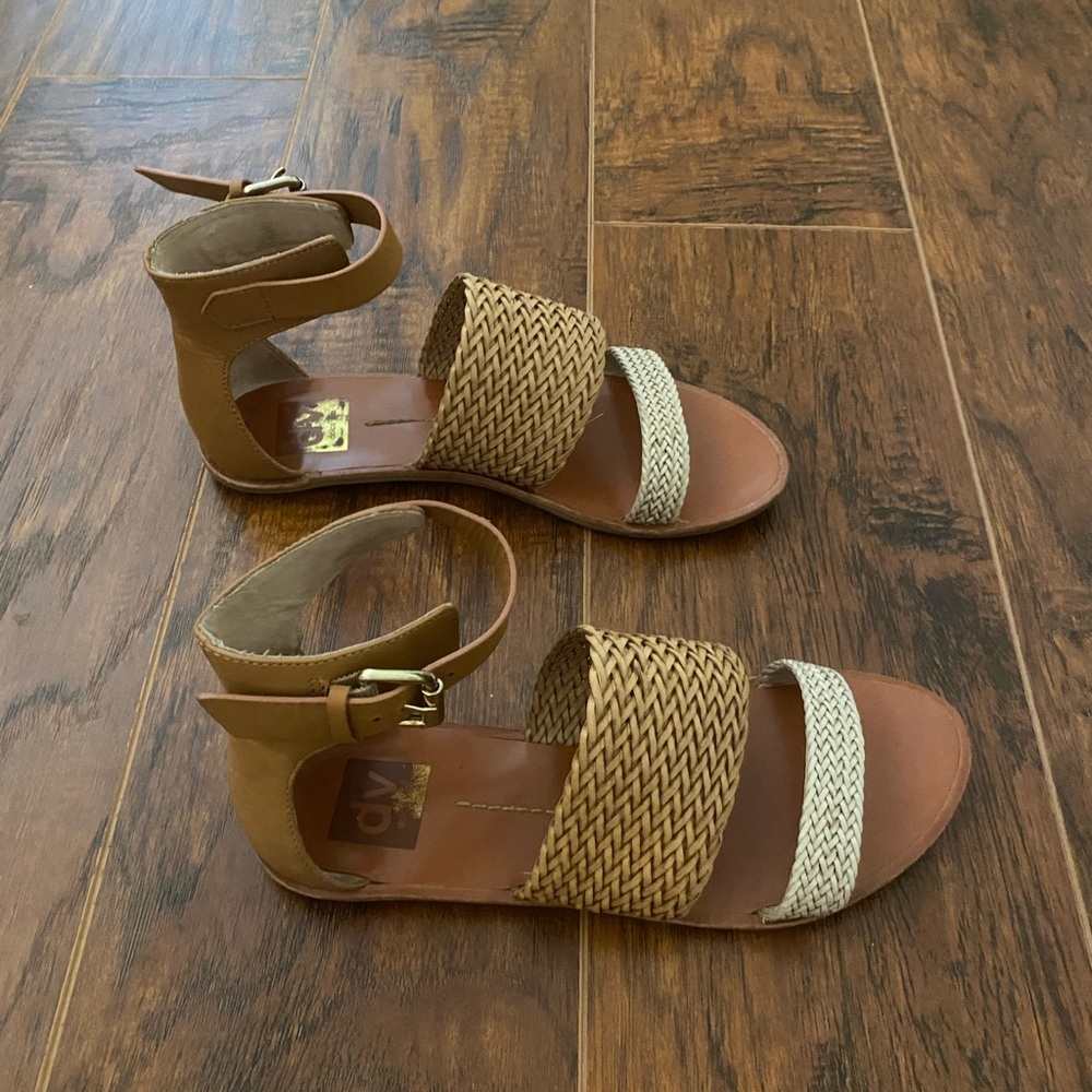 DV Dolce Vita Viera Braided Sandals Flats Ankle Strap 7